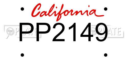 PP2149 California License Plate