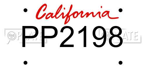 PP2198 California License Plate
