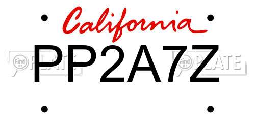 PP2A7Z California License Plate