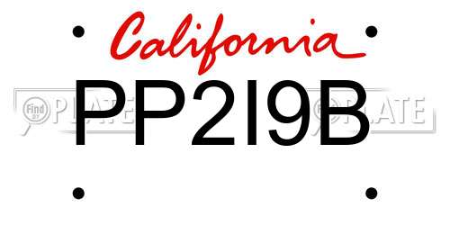PP2I9B California License Plate