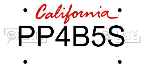 PP4B5S California License Plate