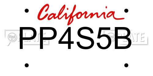 PP4S5B California License Plate