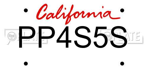 PP4S5S California License Plate