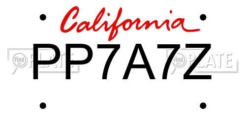 PP7A7Z California License Plate