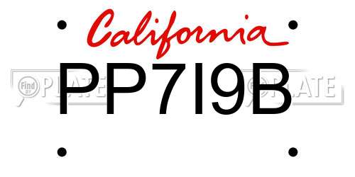 PP7I9B California License Plate