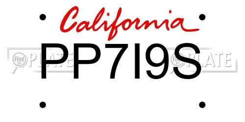 PP7I9S California License Plate