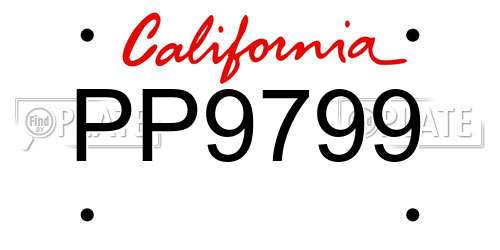 PP9799 California License Plate