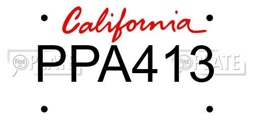 PPA413 California License Plate