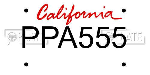 PPA555 California License Plate