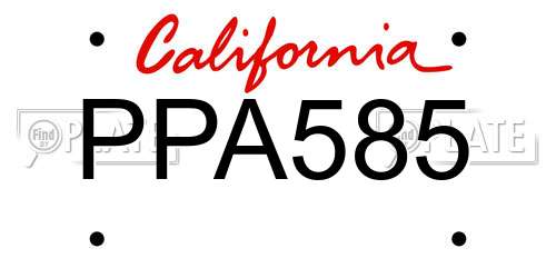PPA585 California License Plate