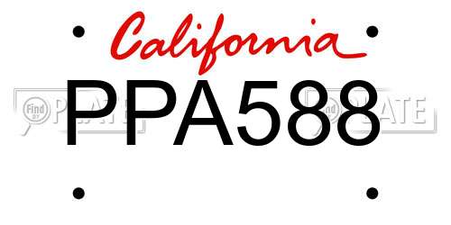 PPA588 California License Plate