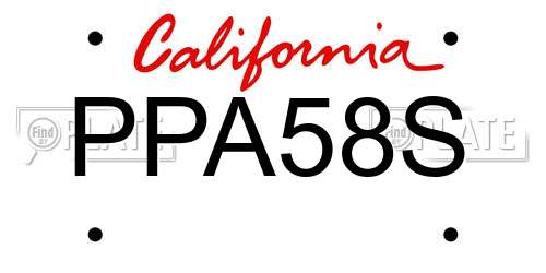 PPA58S California License Plate