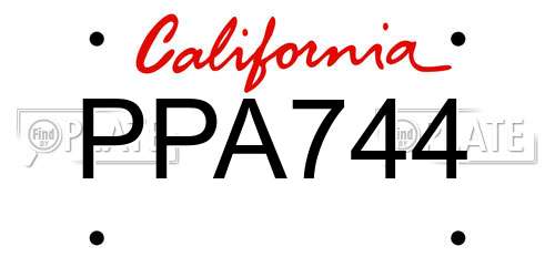 PPA744 California License Plate