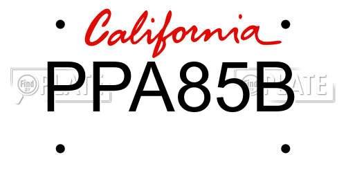 PPA85B California License Plate
