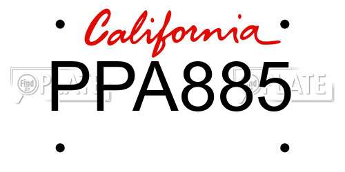PPA885 California License Plate