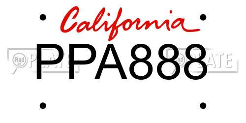 PPA888 California License Plate
