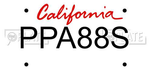 PPA88S California License Plate