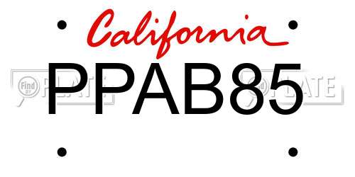 PPAB85 California License Plate