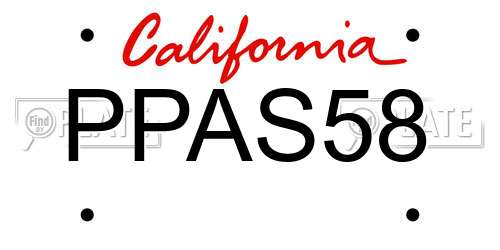 PPAS58 California License Plate