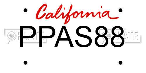 PPAS88 California License Plate