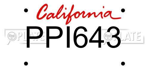 PPI643 California License Plate