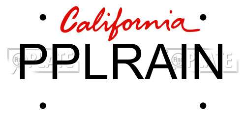 PPLRAIN California License Plate