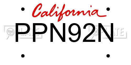 PPN92N California License Plate