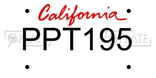 PPT195 California License Plate