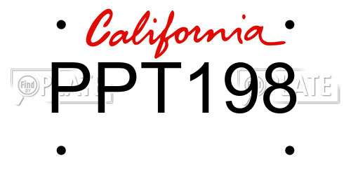 PPT198 California License Plate