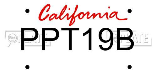 PPT19B California License Plate