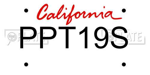 PPT19S California License Plate