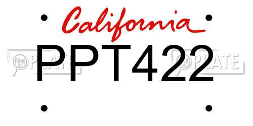 PPT422 California License Plate