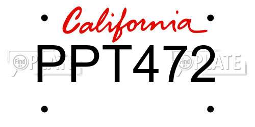 PPT472 California License Plate