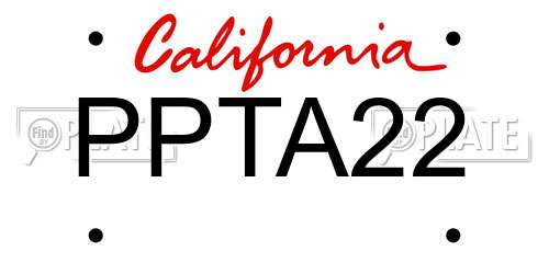 PPTA22 California License Plate