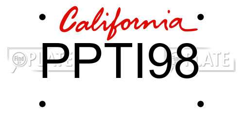 PPTI98 California License Plate