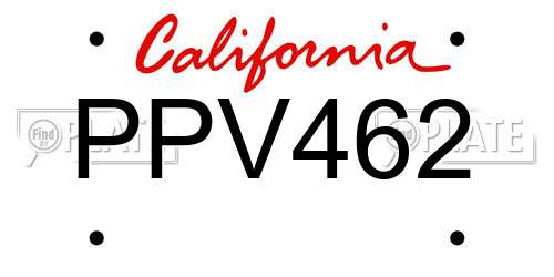 PPV462 California License Plate