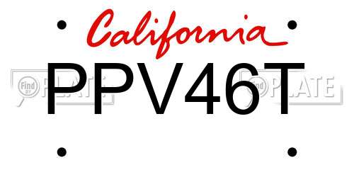 PPV46T California License Plate