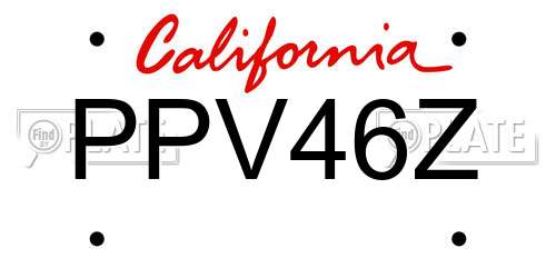 PPV46Z California License Plate