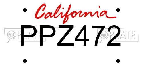 PPZ472 California License Plate