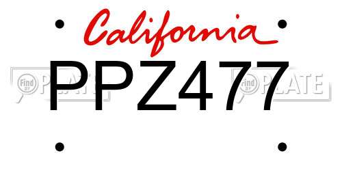 PPZ477 California License Plate