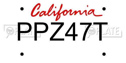 PPZ47T California License Plate
