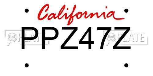 PPZ47Z California License Plate
