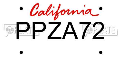 PPZA72 California License Plate