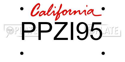 PPZI95 California License Plate
