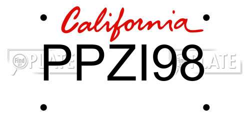 PPZI98 California License Plate
