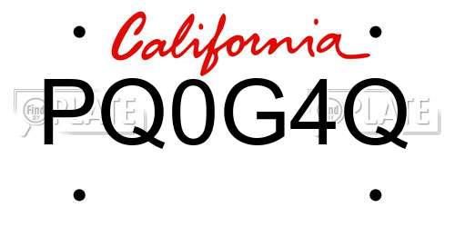 PQ0G4Q California License Plate