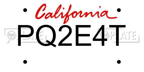 PQ2E4T California License Plate