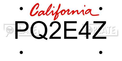 PQ2E4Z California License Plate