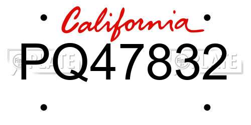 PQ47832 California License Plate