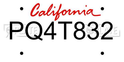 PQ4T832 California License Plate